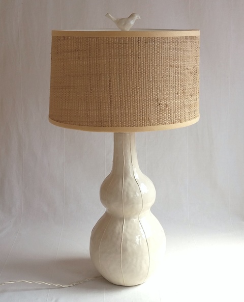 Bird finial on tall gourd lamp Bird finial on tall gourd lamp