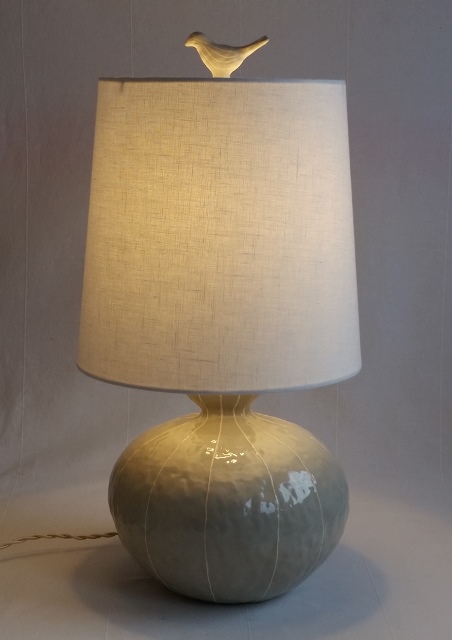 bird finial on gray gourd lamp bird finial on gray gourd lamp