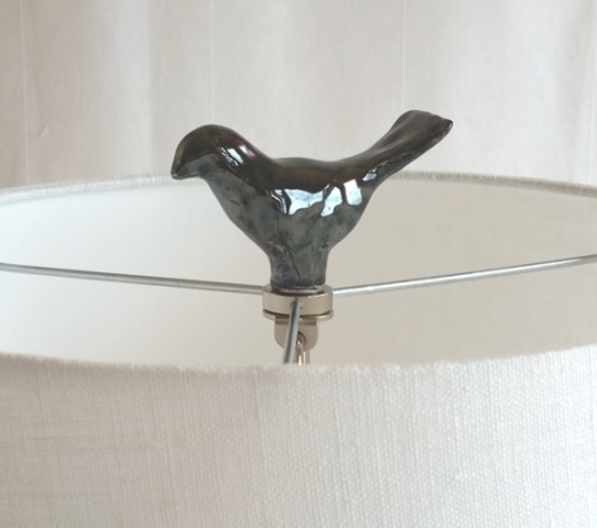 Bird finial, metallic pewter Bird finial, metallic pewter