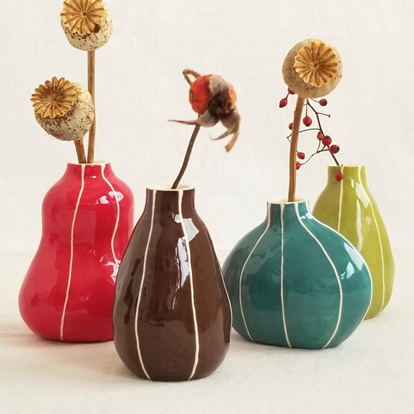 ceramic bud vases in winter palette